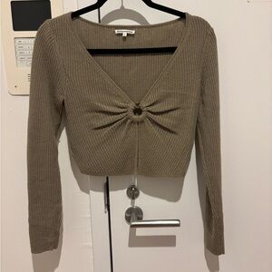 Reformation Tan Ribbed Crop Top